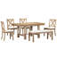 Table de salle à manger à rallonge 6 pièces Farmhouse 82 pouces avec repose-pieds, 4 chaises rembourrées et banc, 2 rallonges amovibles de 11 po, coussin-130154949-130154950-130154947