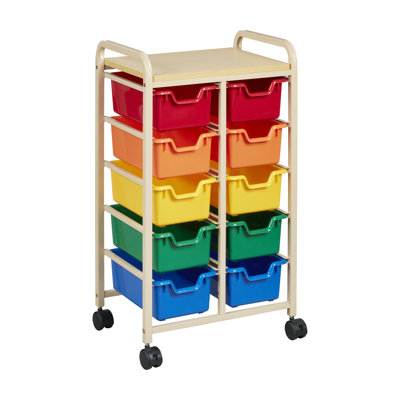 ECR4Kids Mobile Organizer with Removable Plastic Bins, Kids Furniture