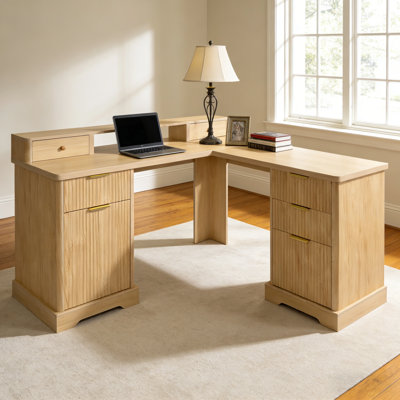 Bureau d'ordinateur en L 59 po avec armoire de rangement et station de charge