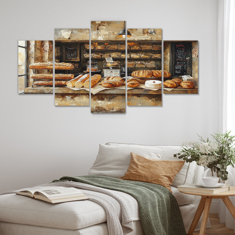 French Cafe Baguette Paris Shop III - ensemble d'art sur toile French Cafe