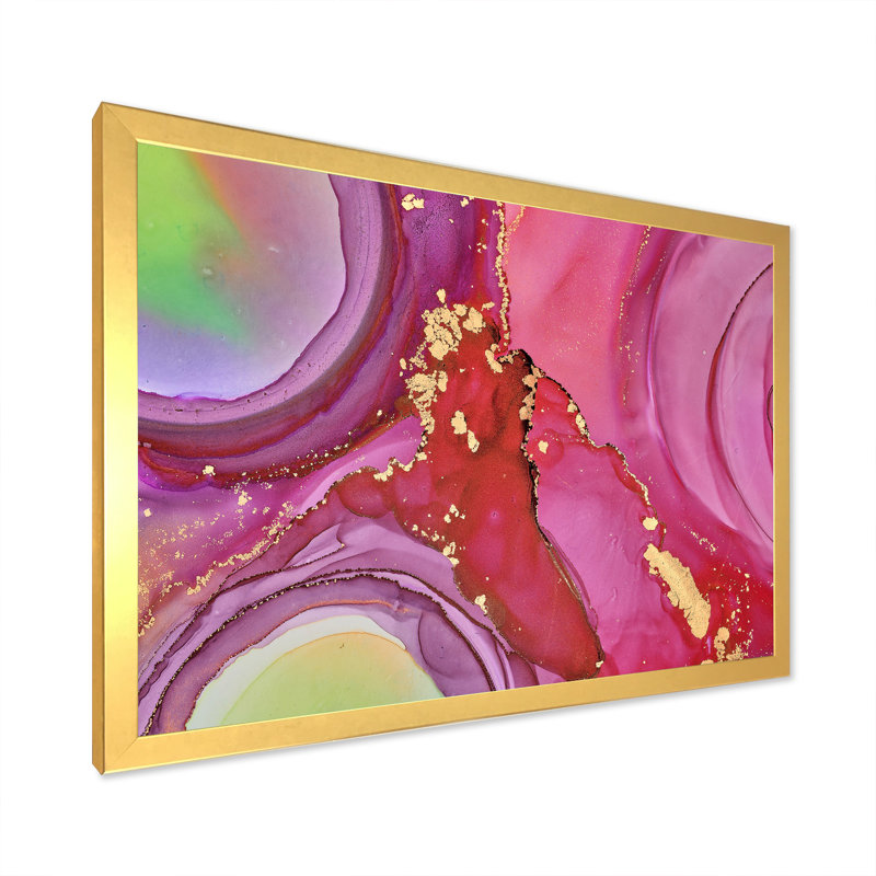 Impression sur toile mauve mauve abstraite, H 16 po x l 32 po, Encadrement doré