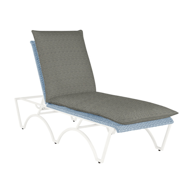 Savoy N-Dura Resin Wicker Outdoor Chaise Lounge, Welt, Intermix Bark, Natural/White