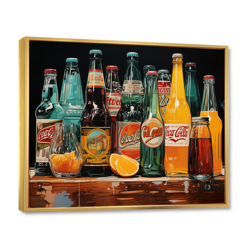 Pop 1950's Cocktail Emotion II sur toile, Cadre flottant doré, H 24 po x l 32 po x P 1 po