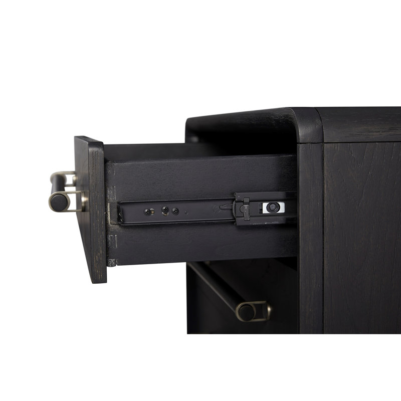 Table de chevet 3 tiroirs avec raccordement, finition grain de poivre, bois massif +, noir, l 28 po x P 17 po x H 26 po, noir
