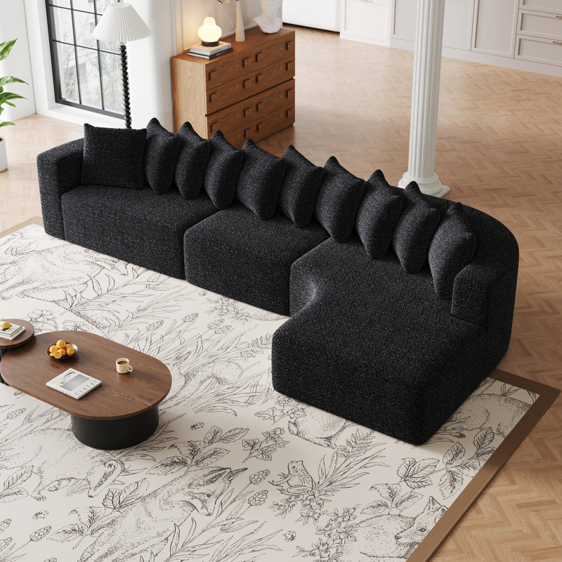 Ensemble de canapé modulaire moderne en chenille avec 10 coussins pour la maison