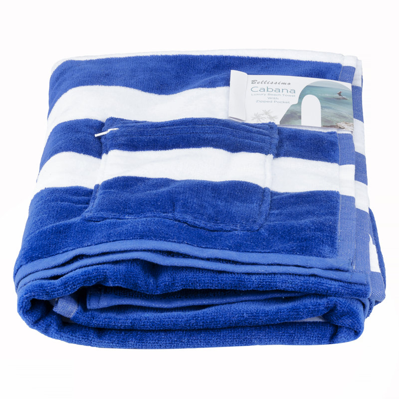 Cabana Stripe 100% Cotton Beach Towel, Blue