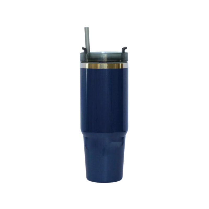 Verre en acier inoxydable 30 oz avec paille, Bleu marine, 30 onces