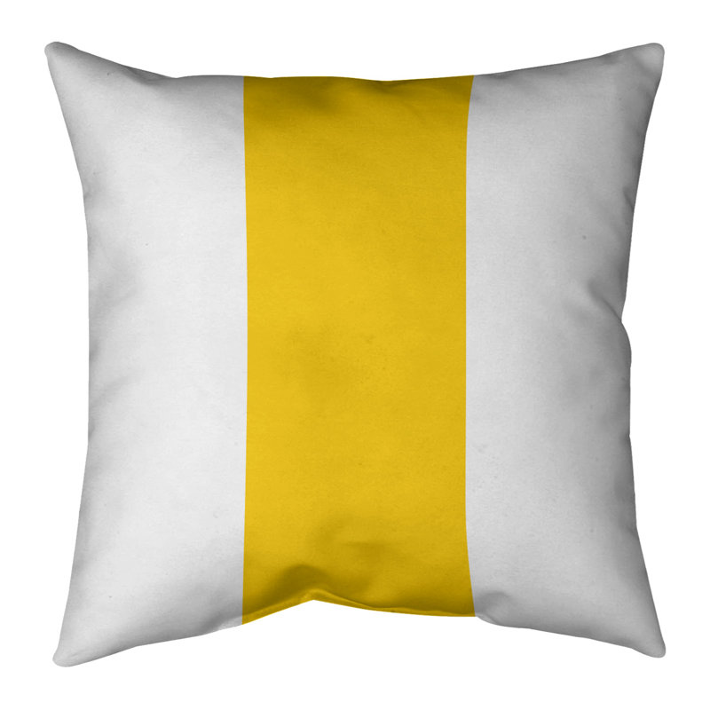 Coussin intérieur/extérieur Iowa, H 20 po x l 20 po, Blanc / milieu jaune