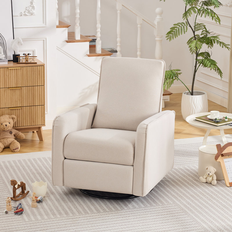 Fauteuil oscillant inclinable manuel pivotant avec poche latérale, Beige