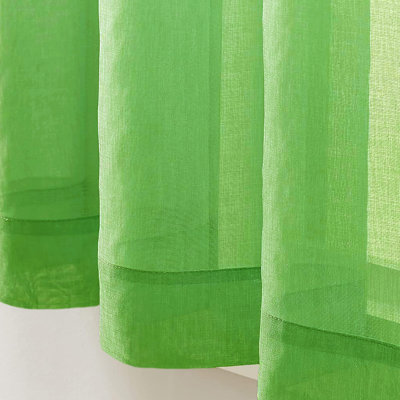 Sheer Window Rod Pocket Curtain Set - 63" Inches Long (2 Panels)