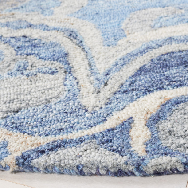 Castillon Floral Handmade Tufted Blue/Gray Area Rug, Rectangle 2' x 3'