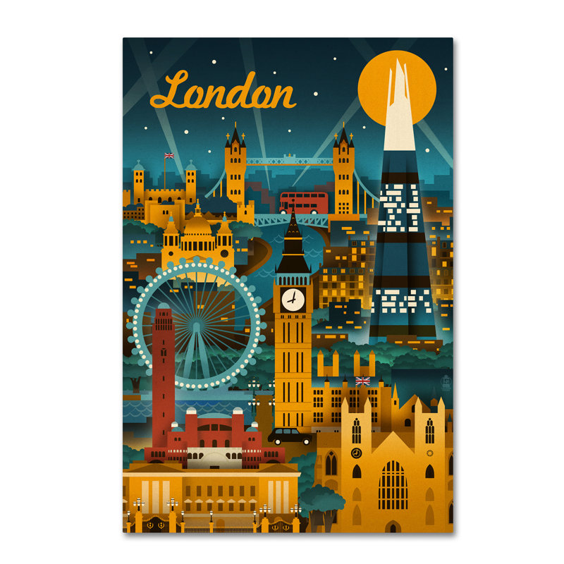 Publicité rétro sur toile Kadey «London», H 47 po x l 30 po x P 2 po