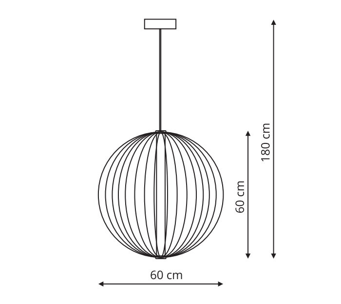 Bohs 1 - Light LED Sphere Pendant, Gold, 200cm H x 60cm W x 60cm D