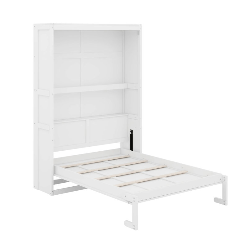 Murphy Bed Wall Bed With Shelves, Full/Double, White