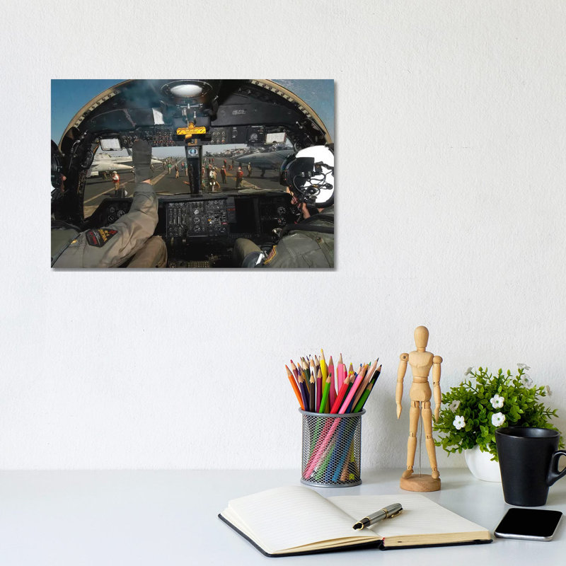 A View From The Tactical Coordinator's Position Aboard A US Navy S-3B Viking Aircraft by Stocktrek Images - Wrapped Canvas Print