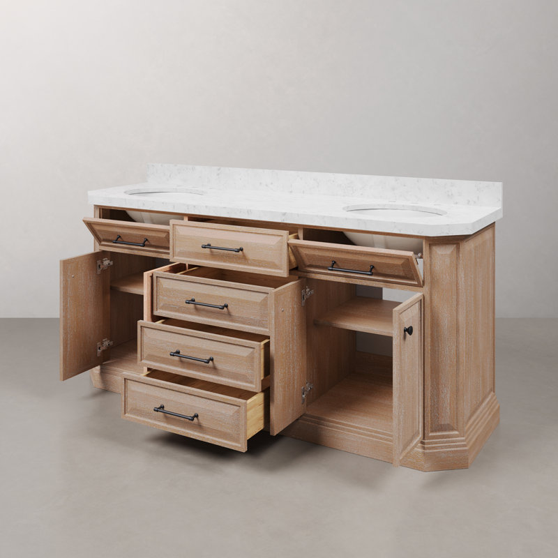Palace 72'' W Double Vanity, Matte Black, Toffee Latte