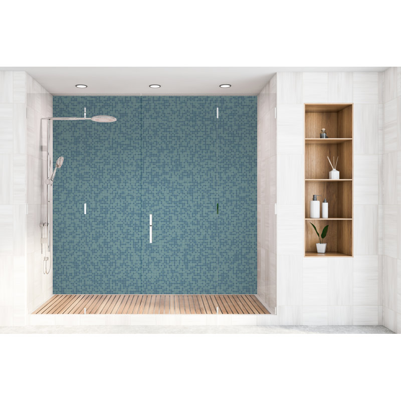0.75" x 0.75" Glass Grid Mosaic Tile, Blue Blend