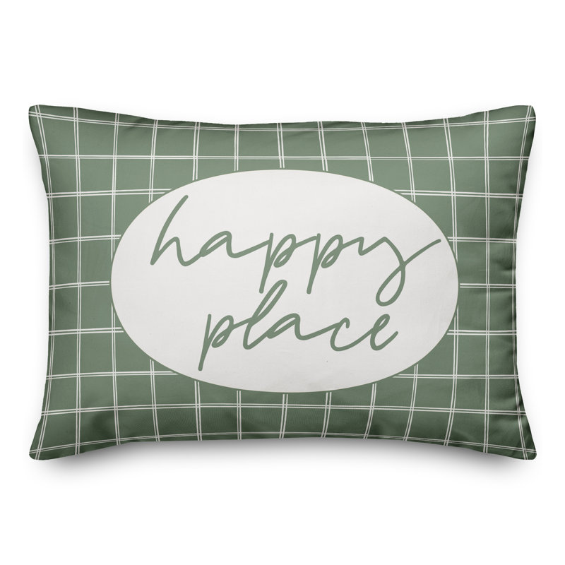 Plaid Outdoor Reversible Throw Pillow, Green