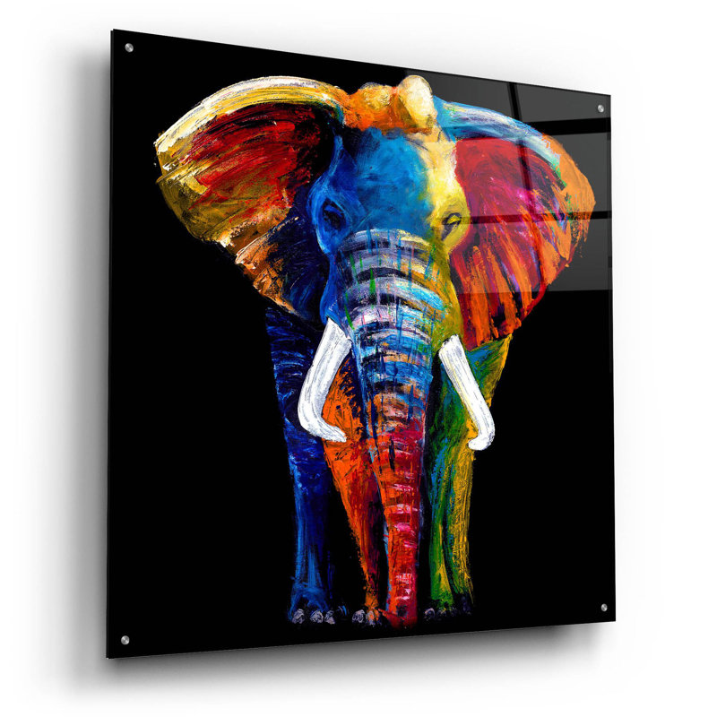 Bungalow Rose ' Great Elephant' By Incado, Acrylic Glass Wall Art, 24"X24", H 36 po x l 36 po x P 0,2 po