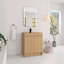 Meuble-lavabo autoportant de 28 pouces avec lavabo en acier inoxydable et tuyau de vidange flexible, 2 portes à fermeture douce