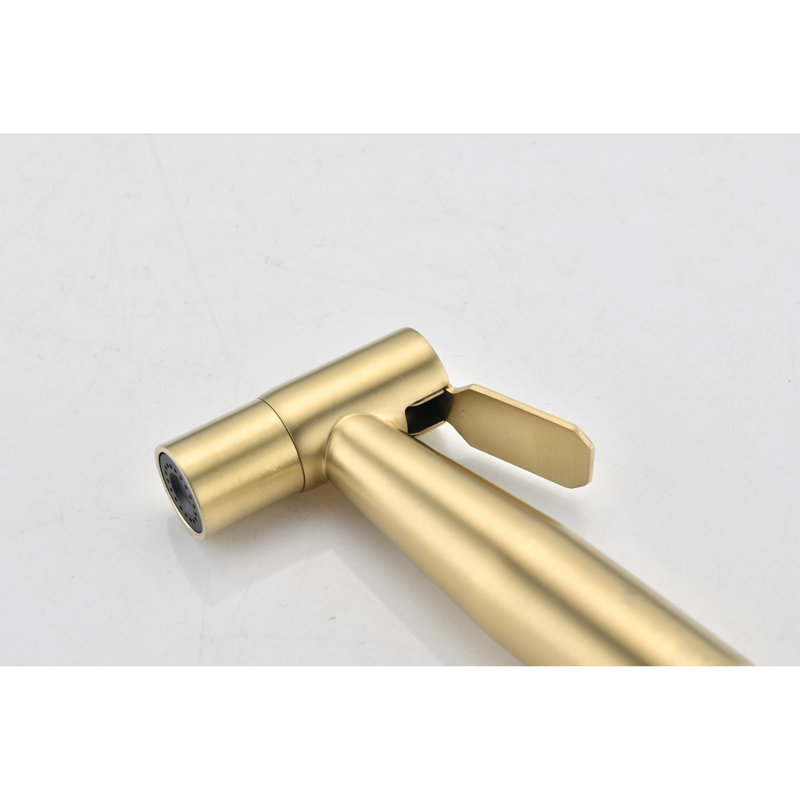 Brushed Gold Metal Bidet - Handheld Toilet Hygiene Solution, Adjustable Spray Power, Corrosion Properties Metal, Care Product, Jet Intensity, Rust And Corrosion Resistance