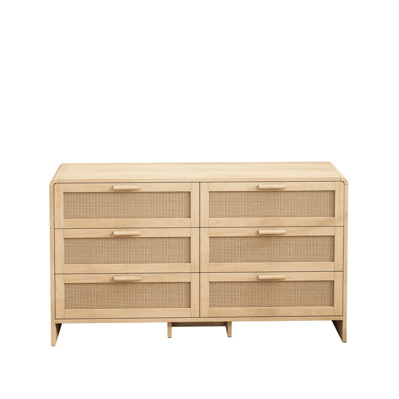 Armoire d'angle en forme d'arc - 6 tiroirs, dossier pratique et fonctionnel, Naturel