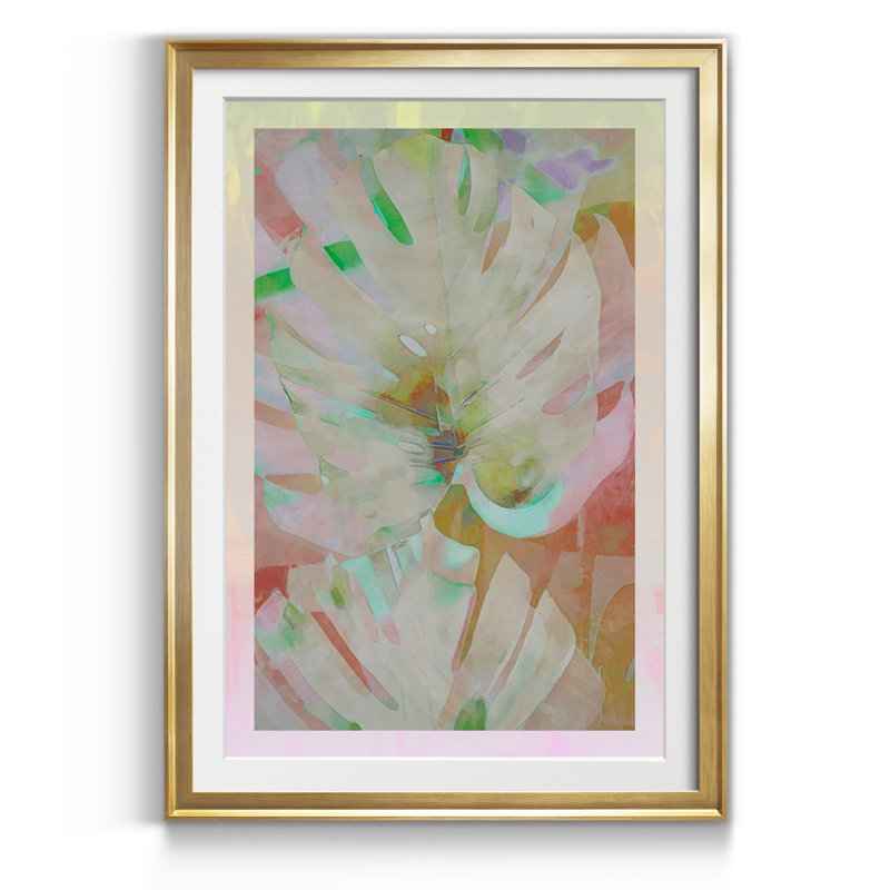 «Retro Palms I», reproduction d'art sur papier encadré, H 26,5 po x l 36,5 po x P 1,5 po, Doré