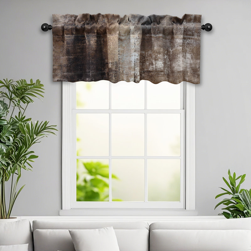 Alizandra 52" W Window Valance, Brown Gray