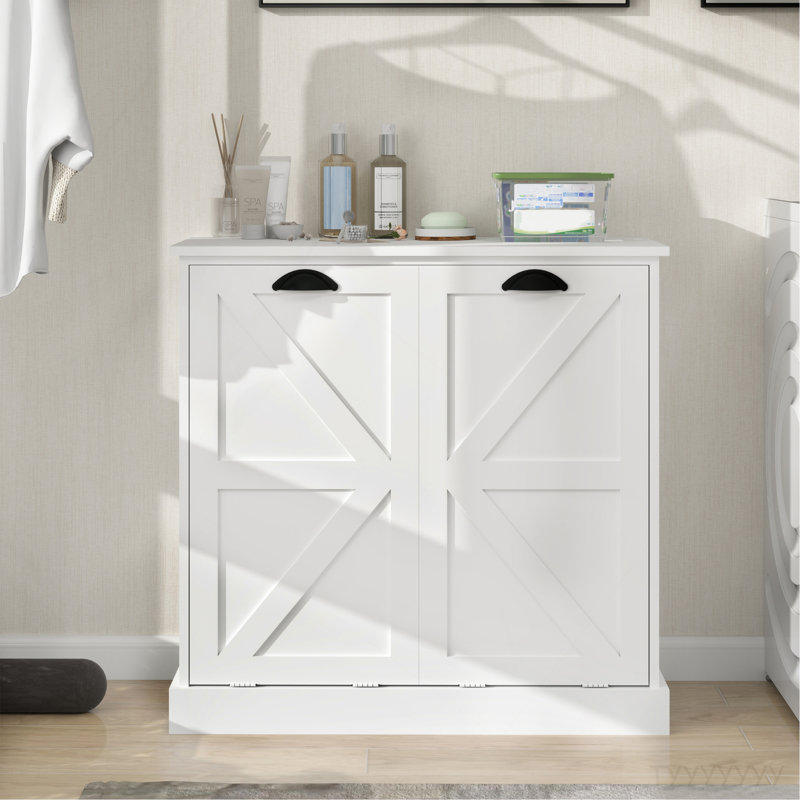 Armoire de trieur de linge à deux compartiments inclinable - blanc