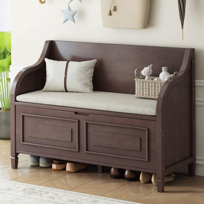 Banc de rangement rustique multifonctionnel (espresso et beige)
