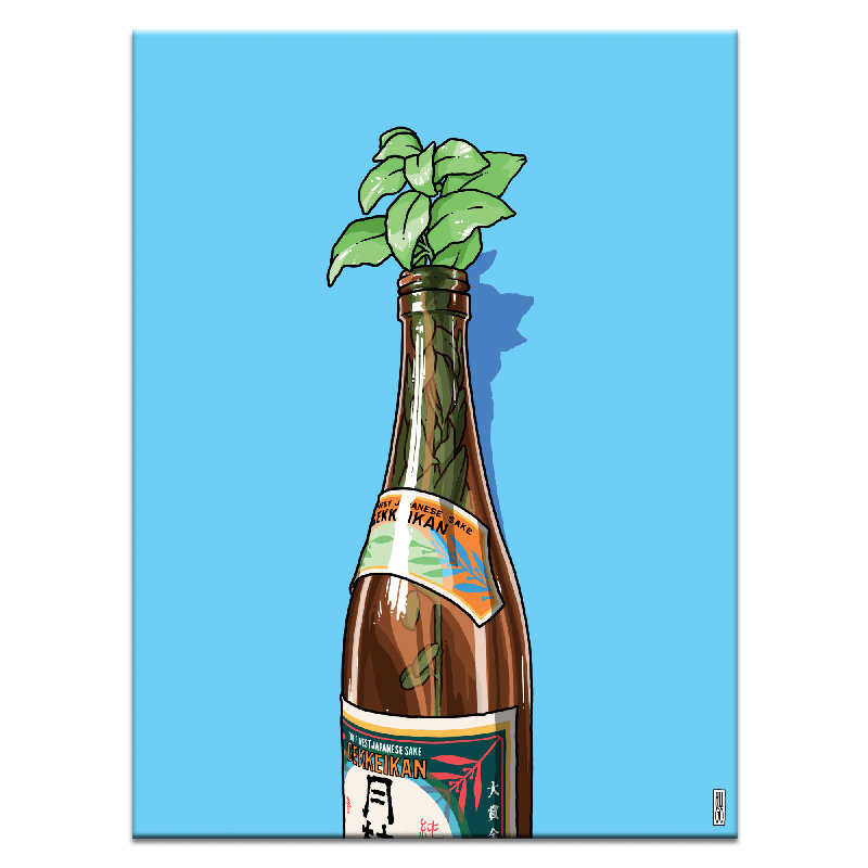 Tall Sake by Hugo Mathias - Print, Wrapped Canvas, 51"H x 41"W x 3.8"D