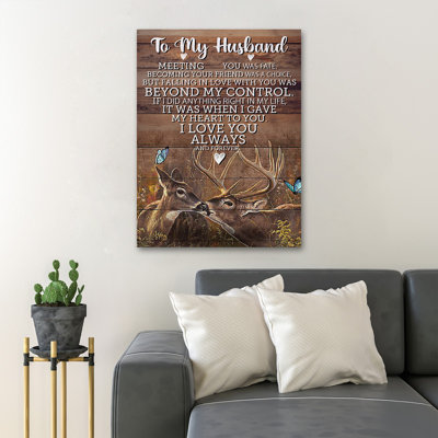 A Deer Couple - To My Husband Meeting You Was Fate Becoming Your Friend Was A Choice But Falling In Love With You Was Beyond My Control - 1 Piece Rectangle Graphic Art Print On Wrapped Canvas