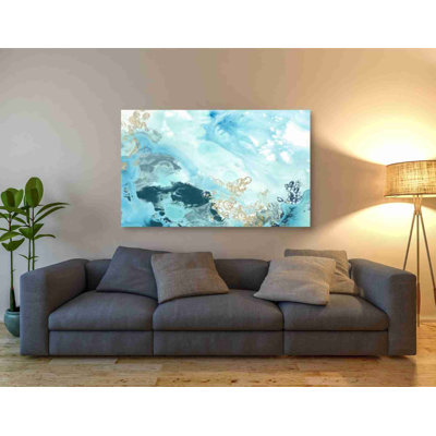 «Aqua Wave Form II» par June Erica, art mural sur toile