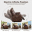Canapé double inclinable électrique en cuir pleine fleur classique de 156 cm de large, avec port USB et poche de rangement latérale