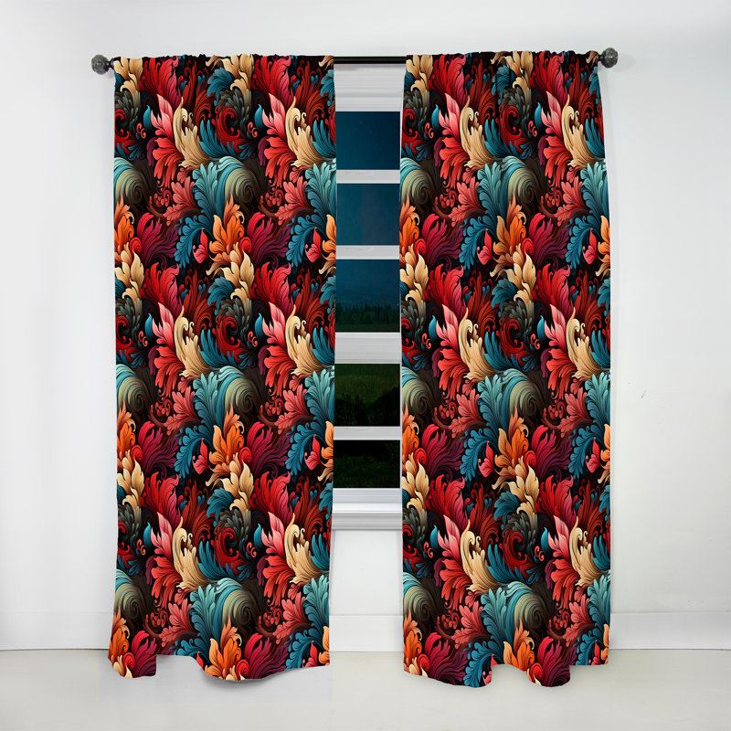 Artistic Whirls Paisley Motif III - Rideau floral - Rideau floral obscurcissant - 1 panneau, L 52 po x L 120 po