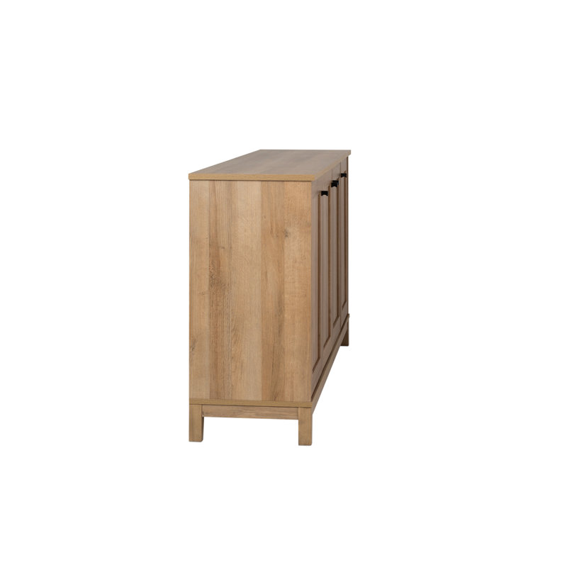 Oak 4-Door Shaker Style Storage Cabinet with Adjustable Shelving