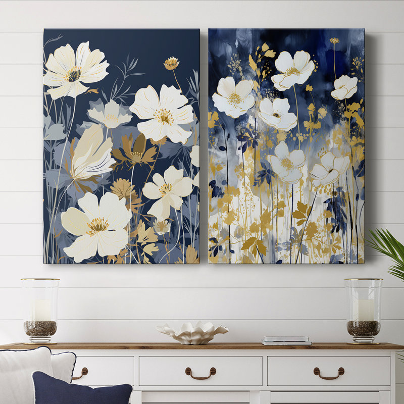 Toile tendue avec châssis de qualité supérieure FLORAL Series CCGLVXVI - Prêt à accrocher, H 18 po x l 24 po
