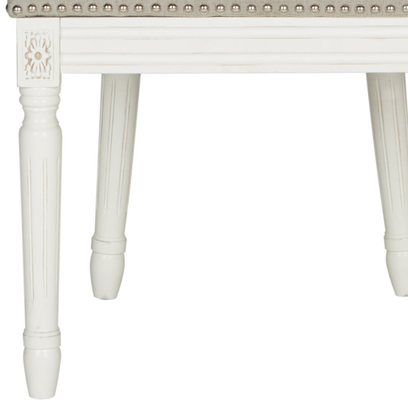 Chaise d'appoint Roi Louis en bois massif Denholme, Crème, Gris clair