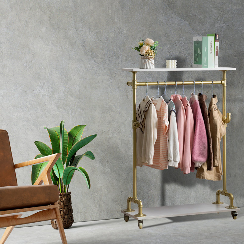 Jarnagan 31.5'' Rolling Industrial Pipe Clothing Rack