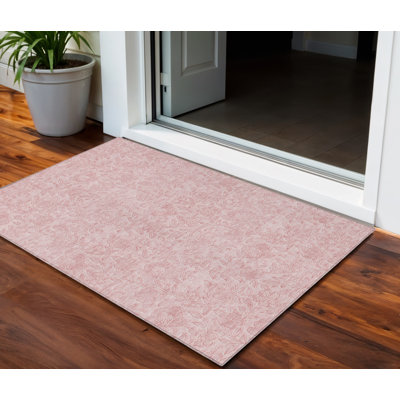Tapis intérieur lavable floral rose et rouge 3 pi x 5 pi