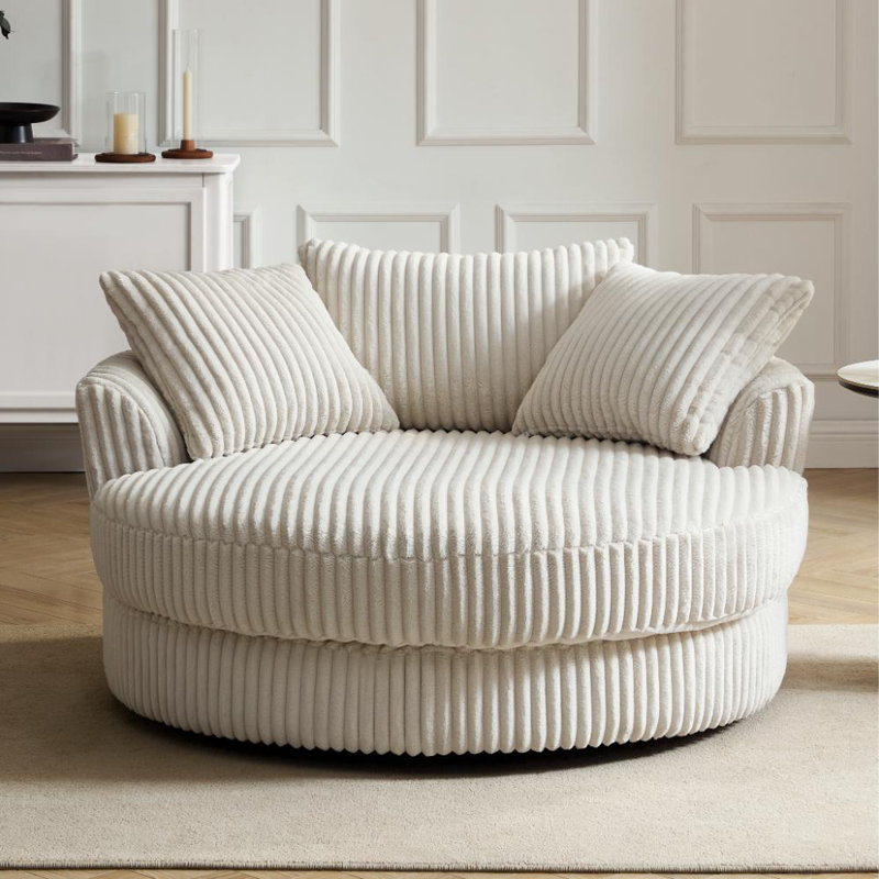 Skyler Upholstered Swivel Armchair, Cream