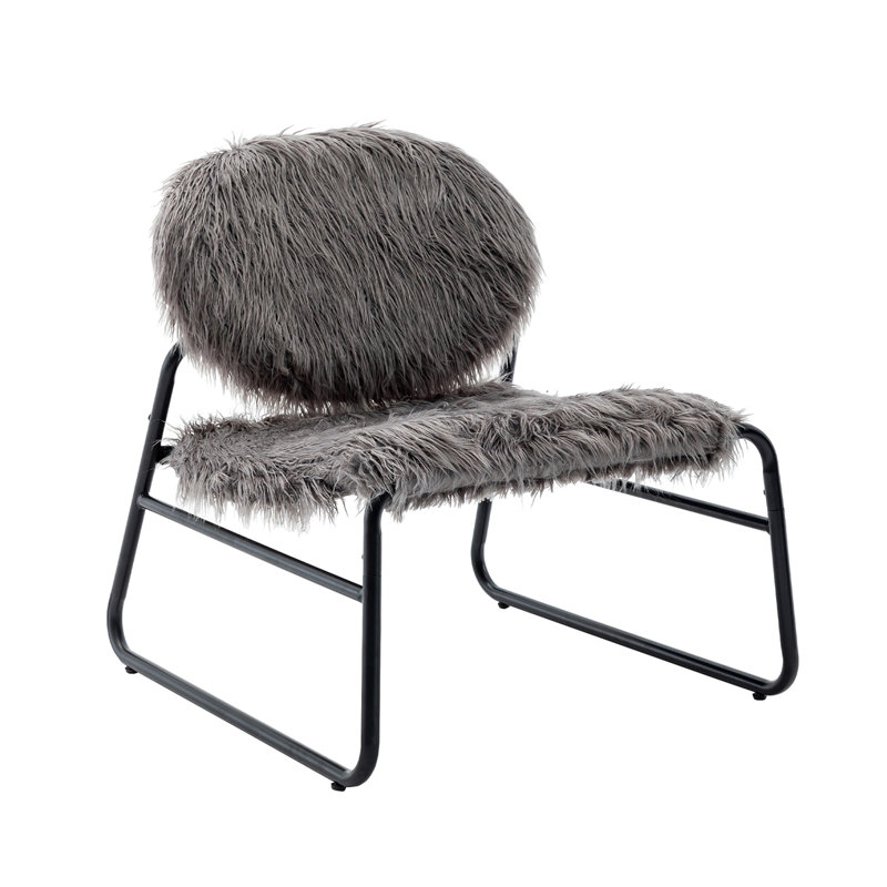 Fauteuil d'appoint industriel Nipote, Fausse fourrure grise