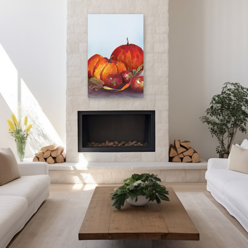 Watercolor Harvest III - Apple Autumn Carottes Fall Art, H 48 po x l 32 po