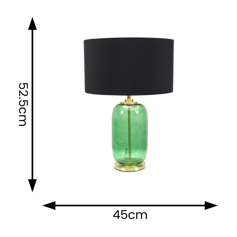 Anea Glass Table Lamp, Green, Black