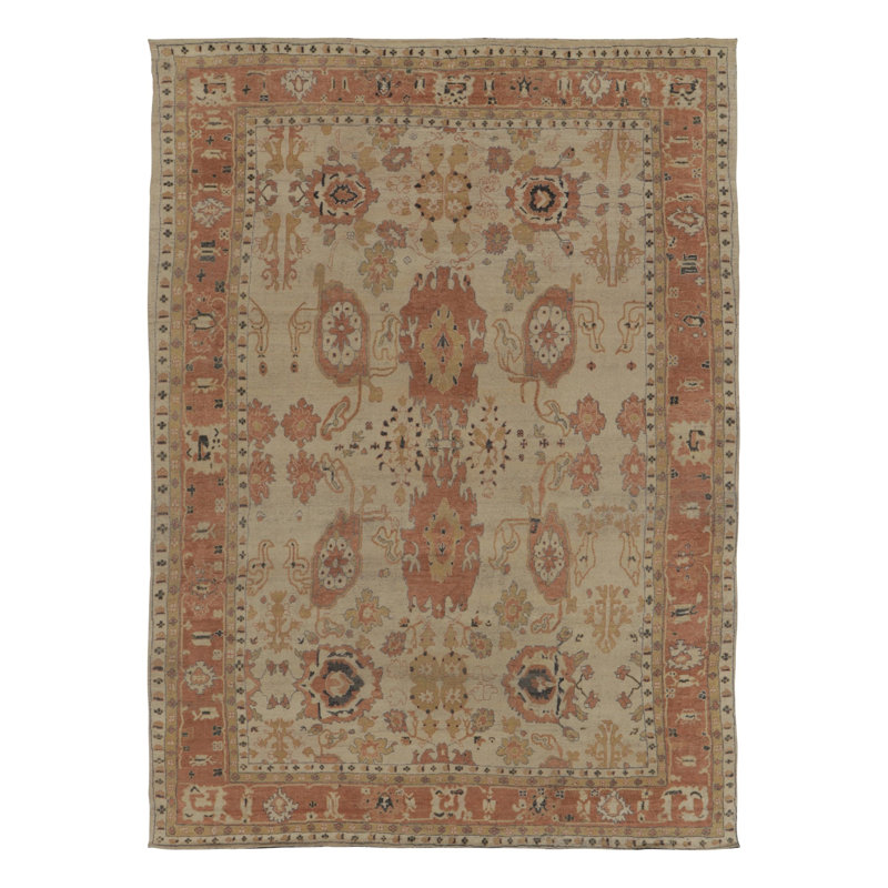 Burano Hand Knotted Wool Floral Area Rug, Rectangle 8' x 10'