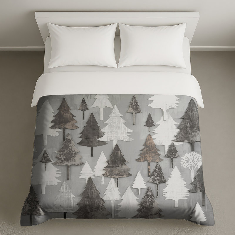 Housses de couette grises et blanches, Lit simple