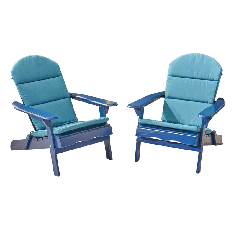 Chaise Adirondack pliante en bois massif Nahant, Noir sarcelle