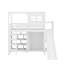 Lit mezzanine simple avec garde-robe, tablettes de rangement, glissoire et DEL