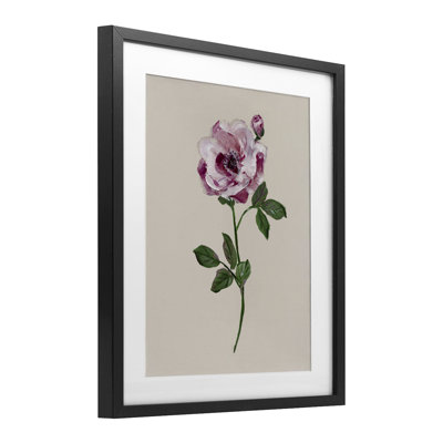 «Pink Jewel Rose», reproduction sous verre encadrée, design par Sally Swatland