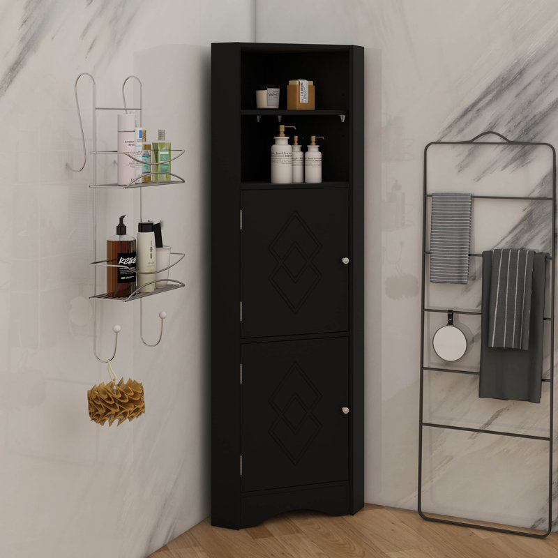 Grande armoire de coin autoportante avec portes, Noir